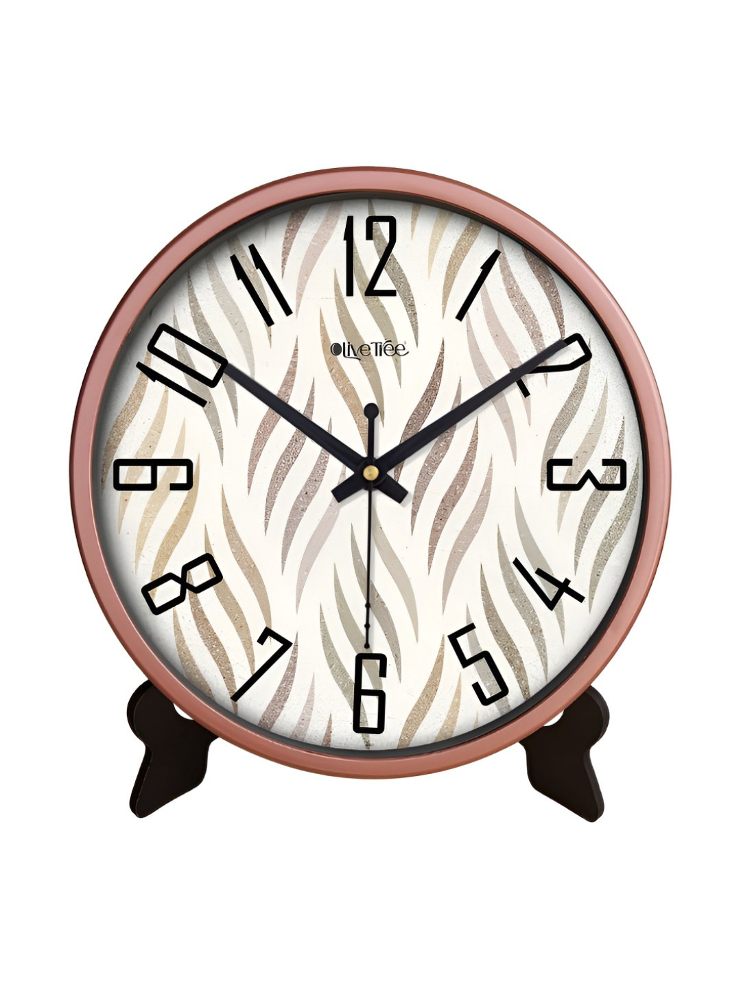 OLIVE TREE Decorative Plastic Tic-Toc Movement 2 Pcs Round Battery Analogue with stand Table Clock-20.3cm