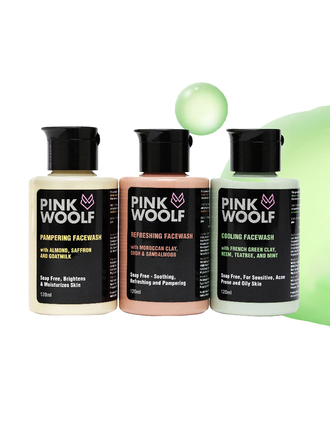 PINK WOOLF Set Of 3 Pampering Refreshing & Cooling Face Wash- 120ml Each