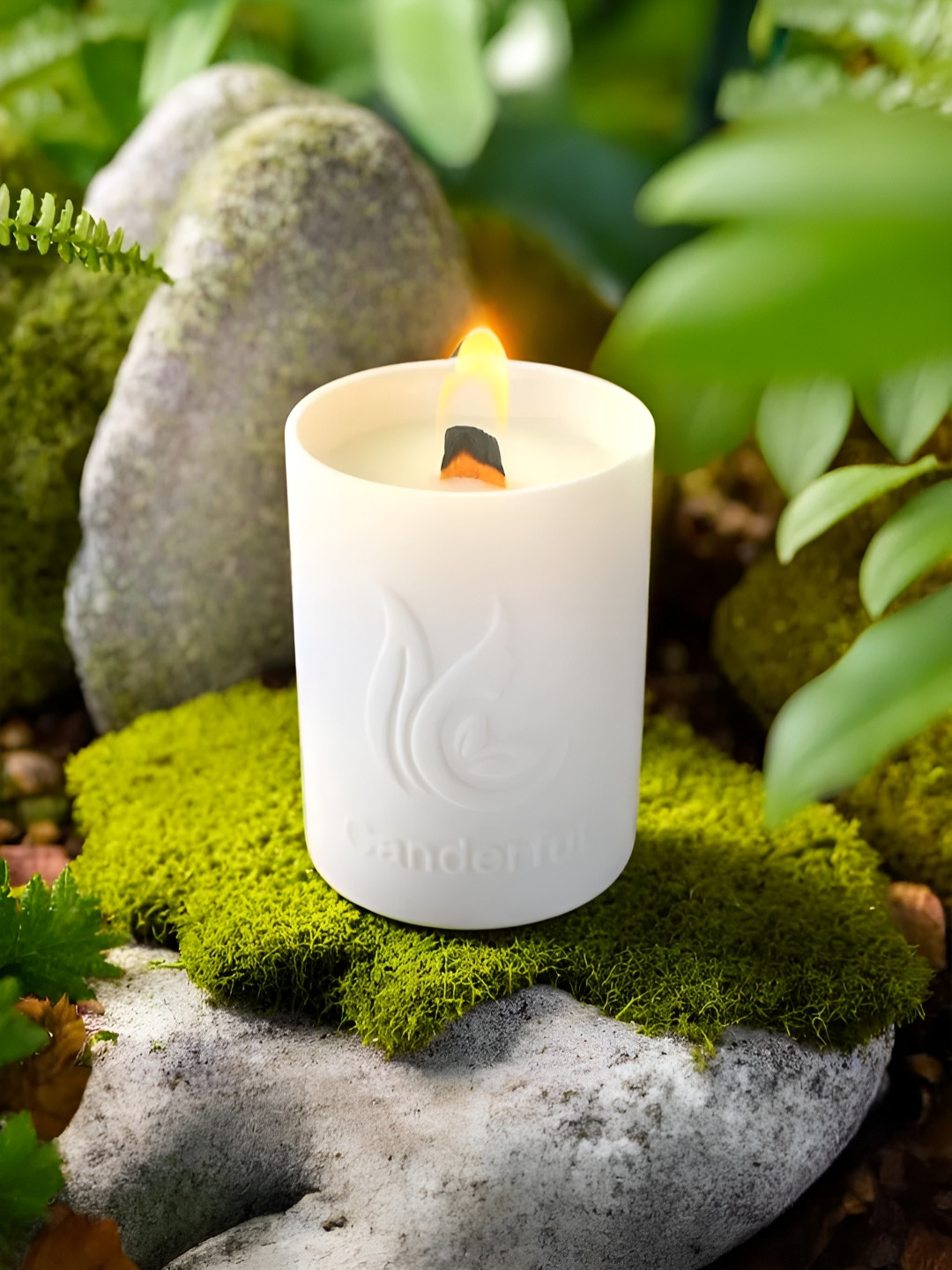 Ekhasa Scented 1 Wick Green Branch Magnolia Solid Geometric Regular Jar Candles