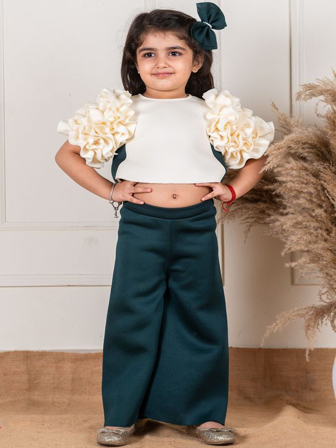 Li'l Angels Girls Round Neck Top with Trousers