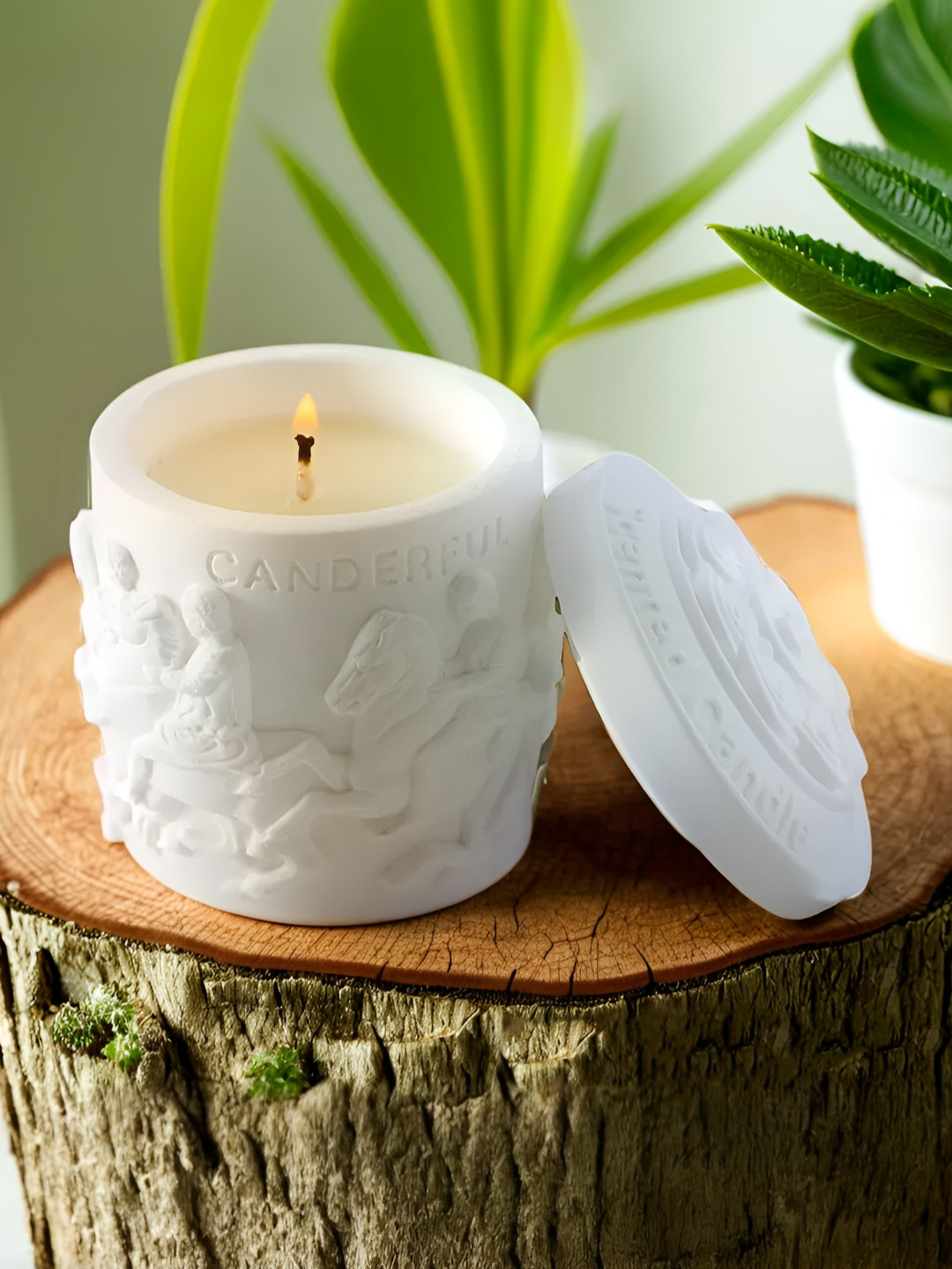 Ekhasa Scented 1 Wick White Tea and Citrus Solid Geometric Regular Jar Candles