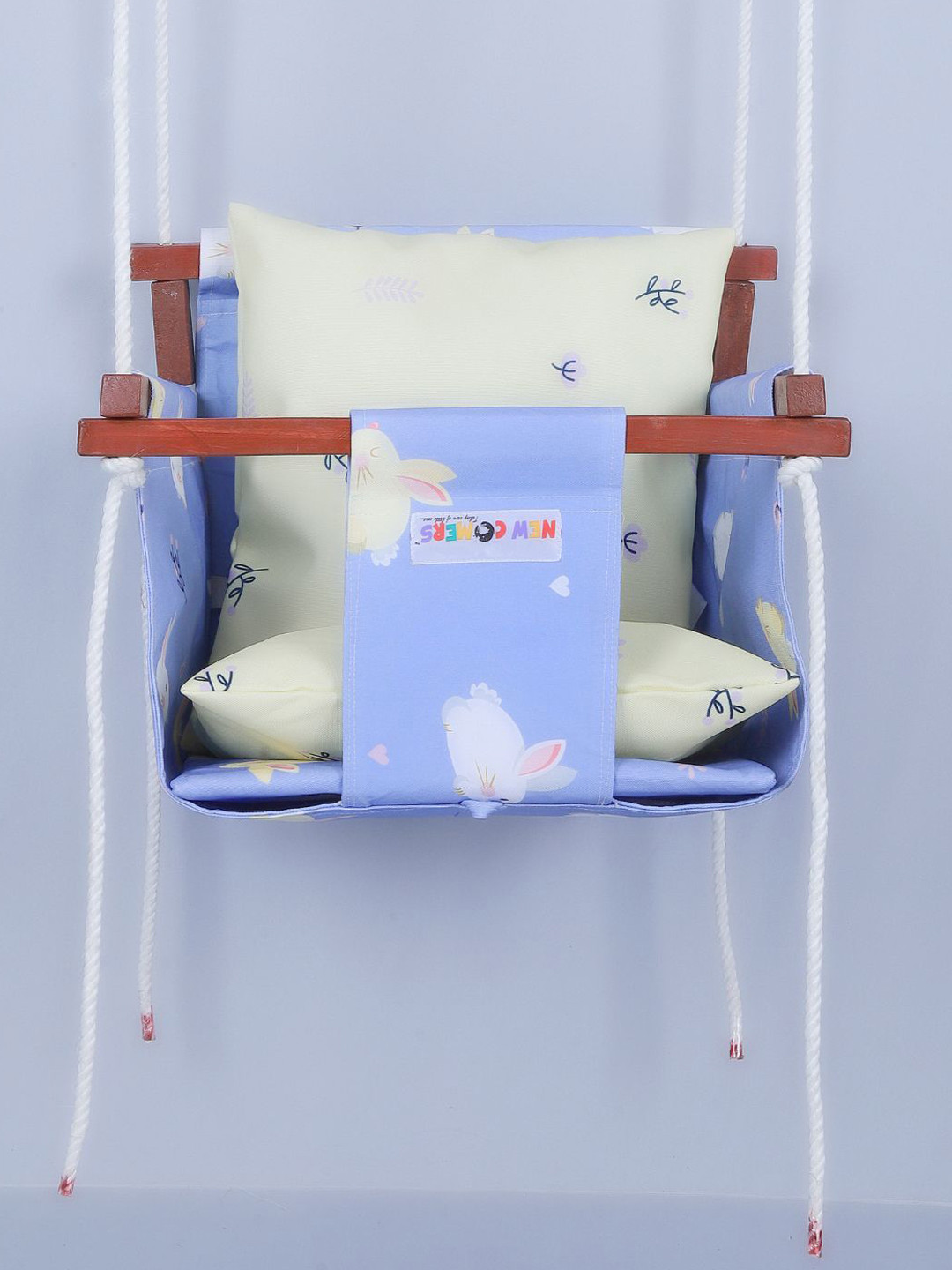 NEW COMERS White & Blue Printed Cotton Hanging Baby Swings