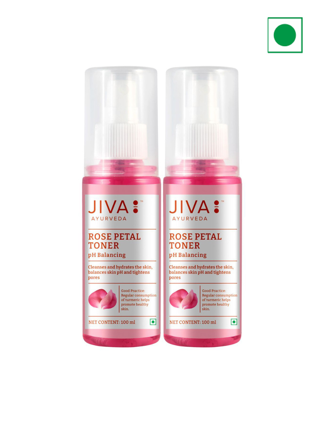 Jiva Set Of 2 pH Balancing Rose Petal Toner For Hydration - 100ml Each