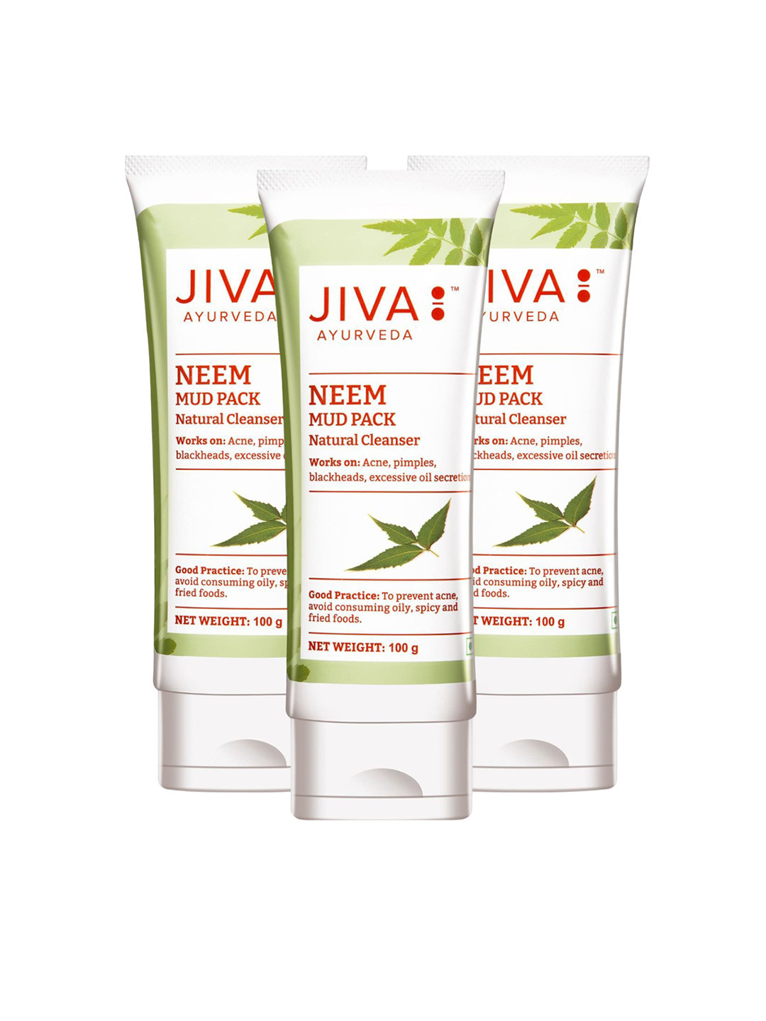 Jiva Set Of 3 Neem Mud Pack With Multani Mitti 100g Each