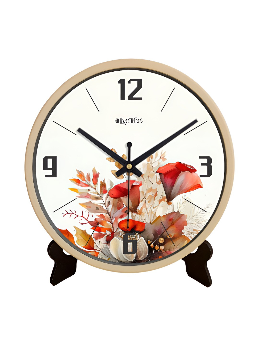 OLIVE TREE Plastic Large Display 2 Pcs Round Battery Analogue With Stand Wall Clock-20.3cm