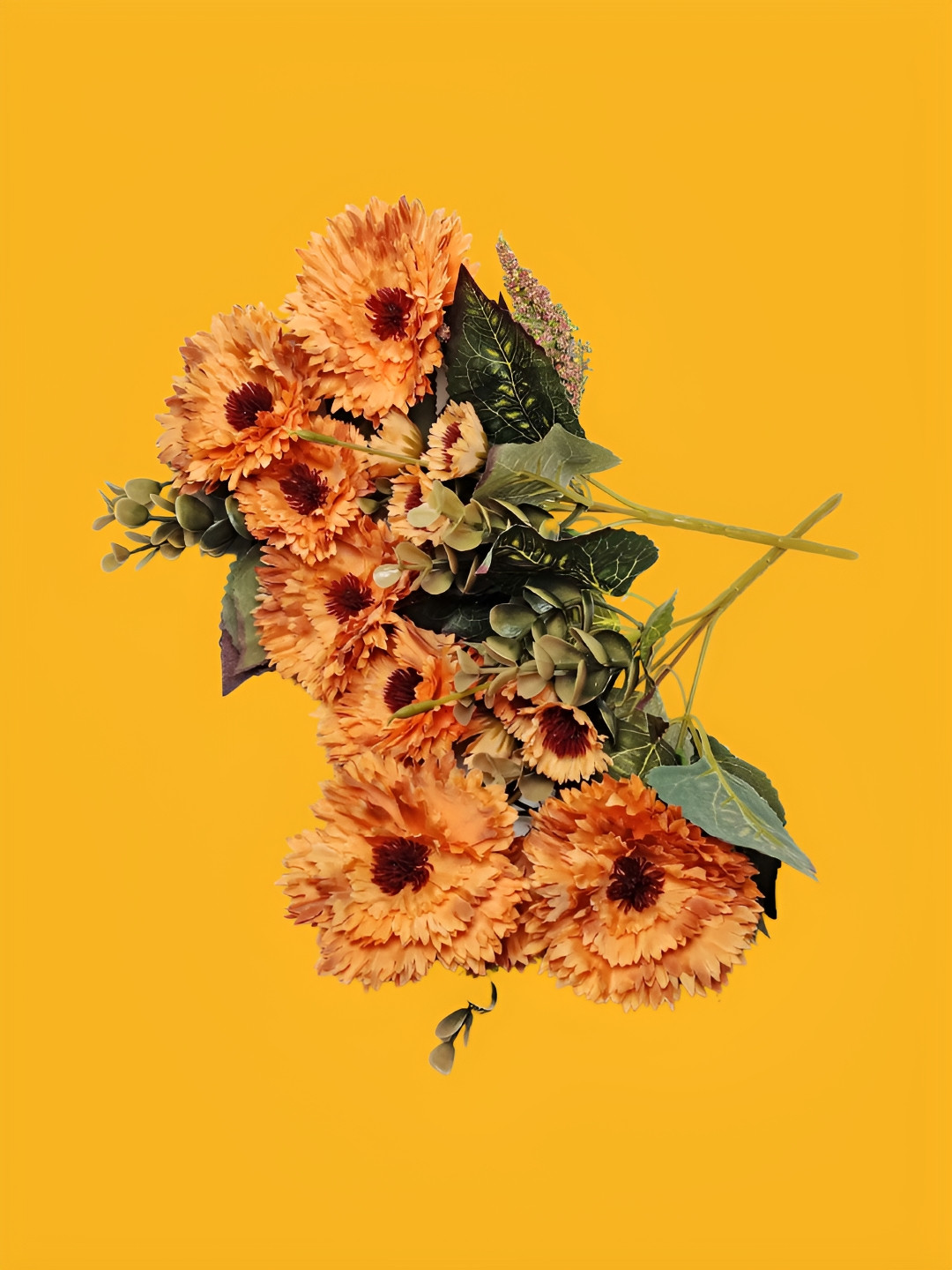 ARTSY Peach-Coloured and Green 2 Pieces Gerbera Artificial Flower