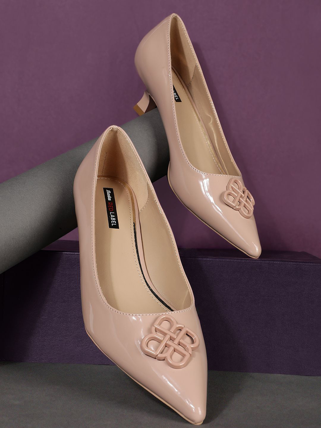 Bata PU Kitten Pumps Red Label Women Slip-On Heels