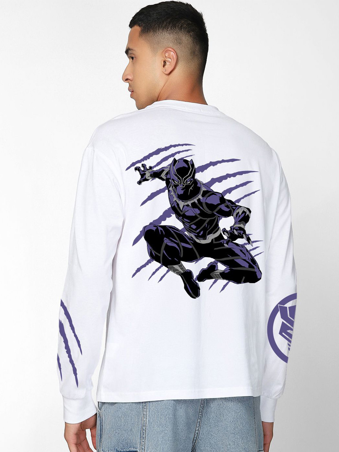 Bewakoof Men Black Panther Graphic Oversized T-shirt