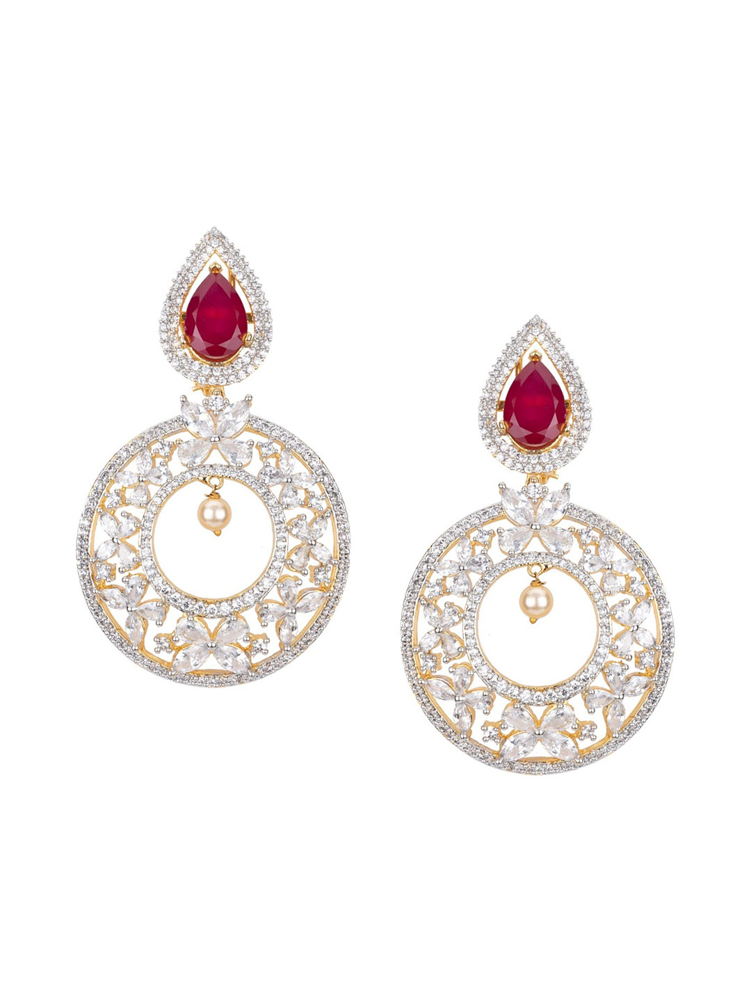 vivinia BY VIDHI MEHRA Gold Plated Red Womens Zircon Drop Earrings