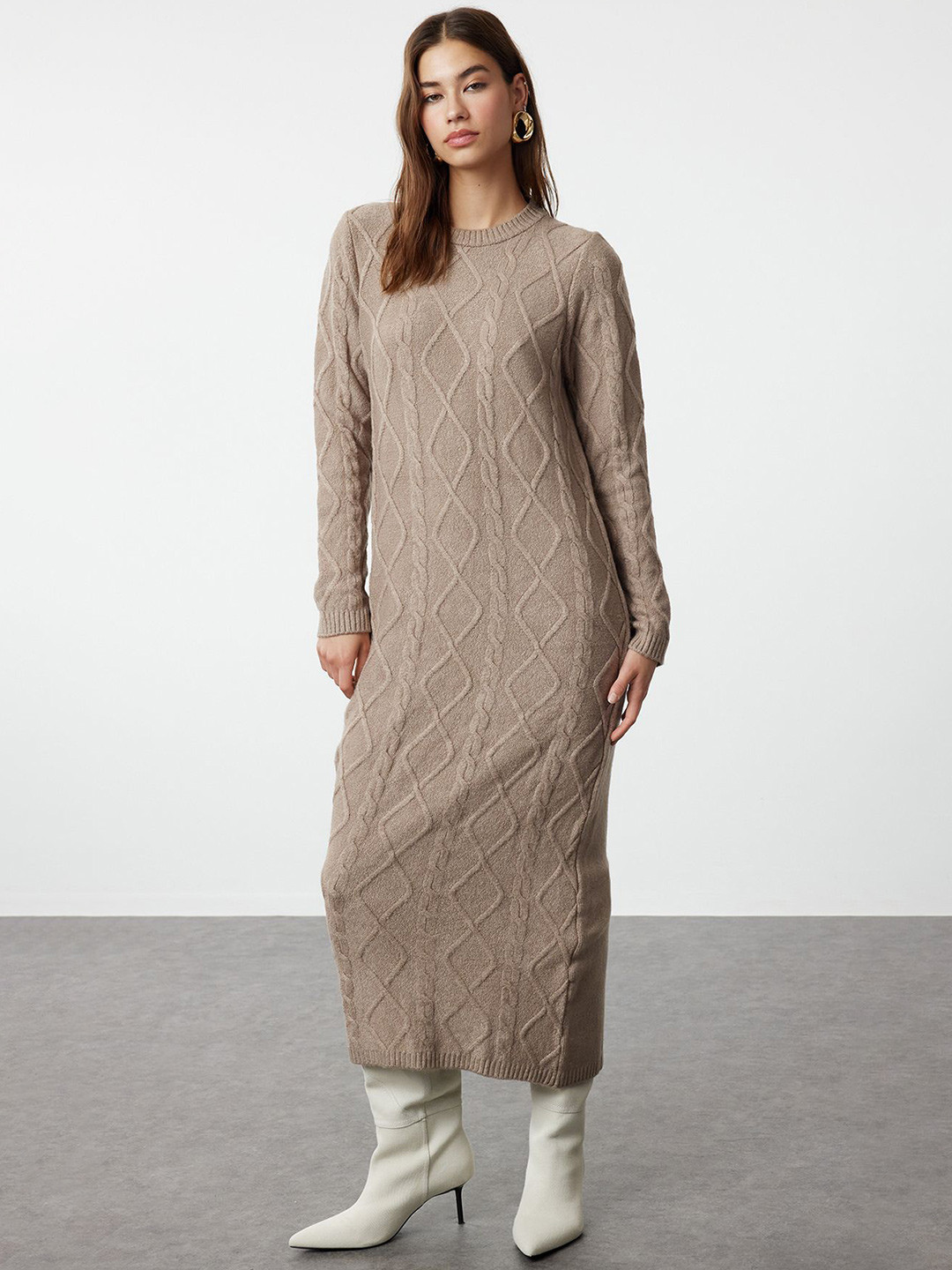 Trendyol Women Midi Long Sleeves Fit and Flare Dress