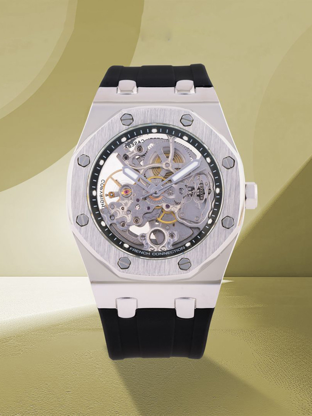 French Connection Men Skeleton Dial & Straps Analogue Automatic Watch FCK2B-S