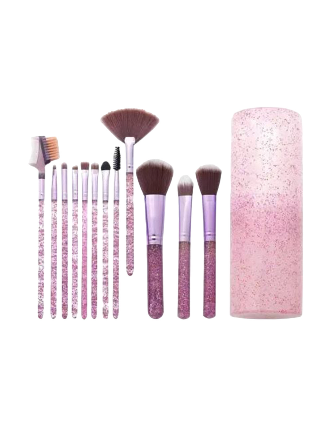 zemglam Set Of 12 Glitter Makeup Brushes With Storage Barrel