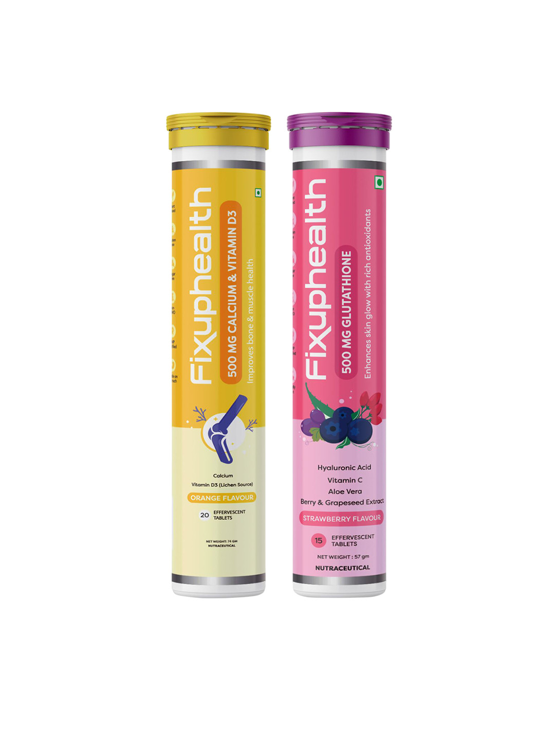 Fixuphealth Calcium Vit D3 Tablets 20 Tablets With Glutathione Tablets 15 Tablets