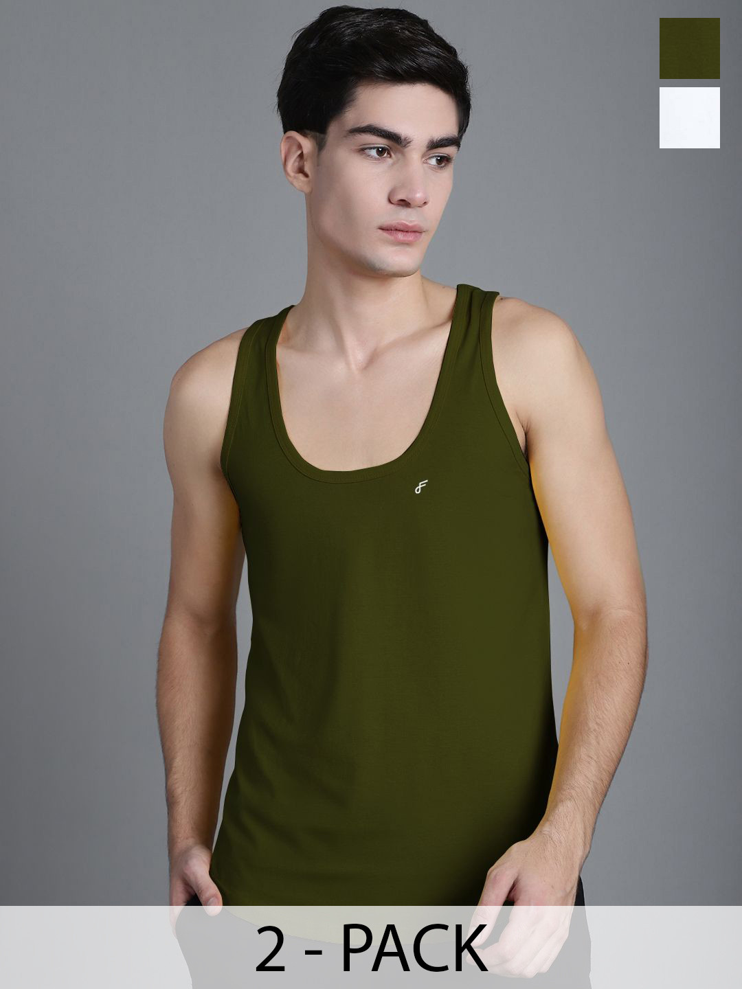 FBAR Pack Of 2 Cotton Anti-Bacterial Gym Vests FBC-02-34