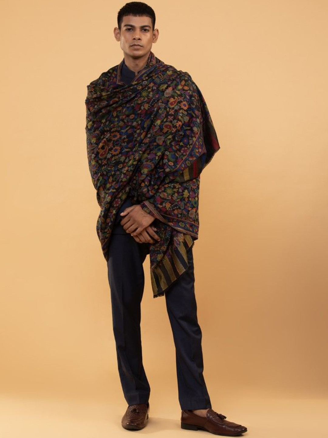 MODARTA Kashmiri Floral Printed Woolen Shawl