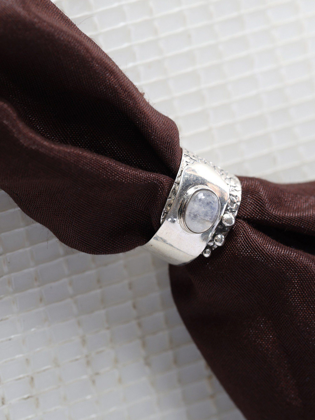 Exotic India Oval Cut Rainbow Moonstone Sterling Silver Ring