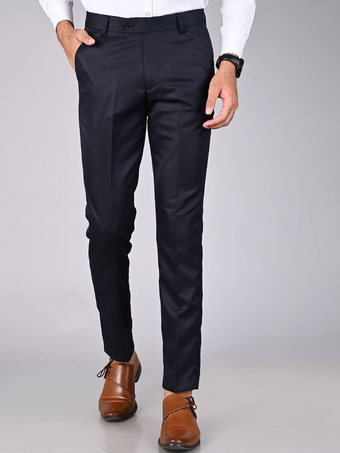MANCREW Men Smart Regular Fit Easy Wash Formal Trousers