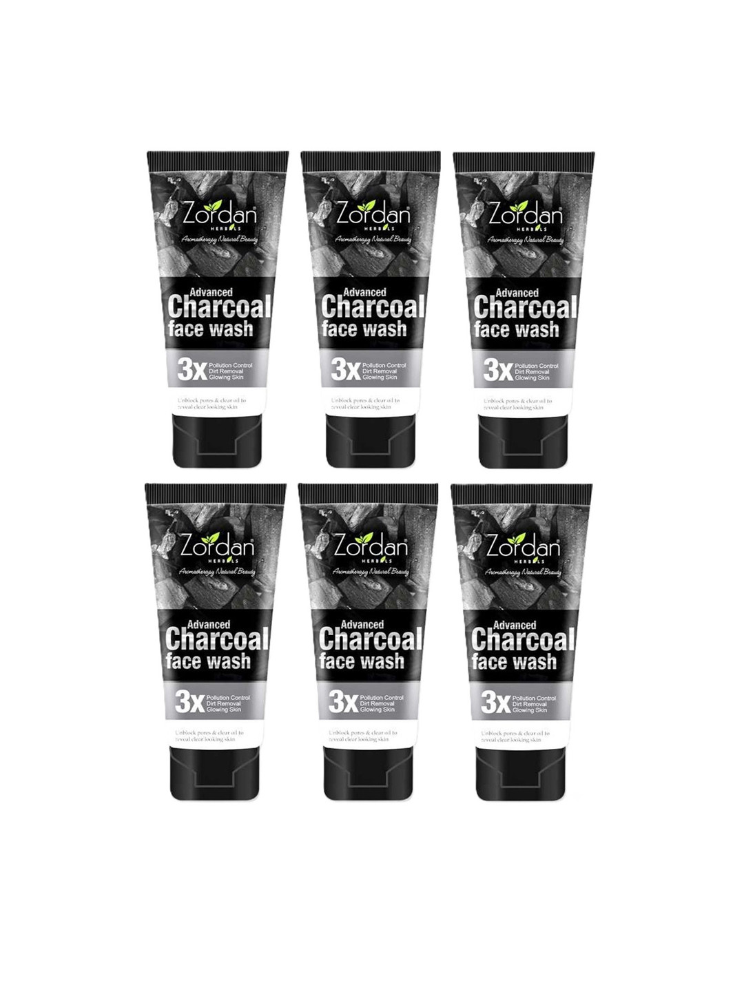 ZORDAN Set Of 6 Herbals Advanced Charcoal Face Wash - 60 ml Each