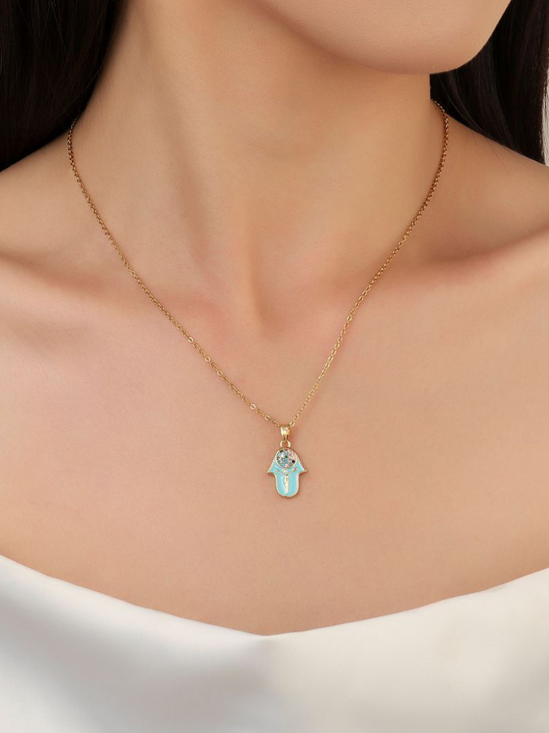 SALTY Eos Evil Eye Triangular Pendants with Chains