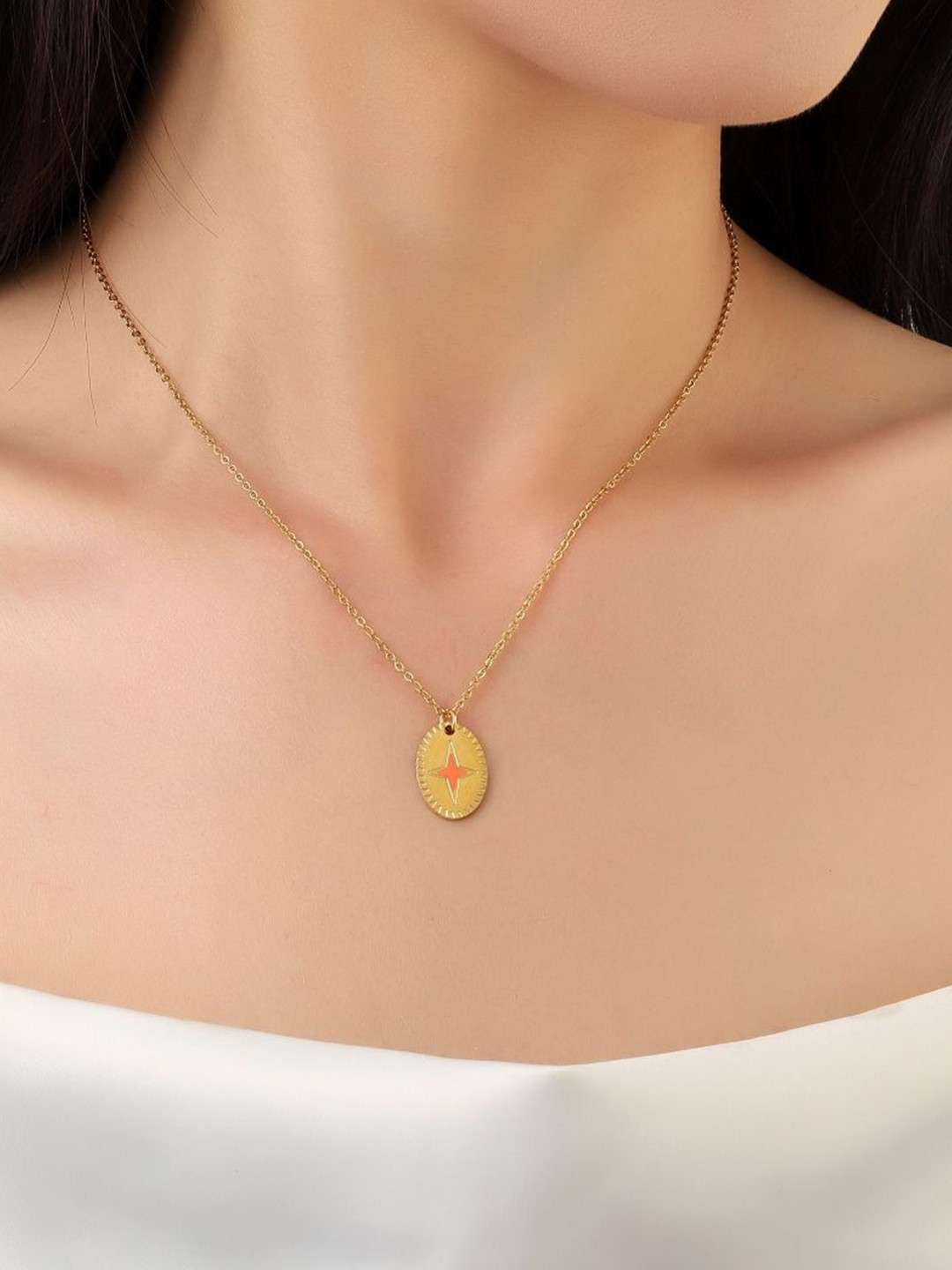 SALTY Gold Plated Star Charmed Pendant Necklace