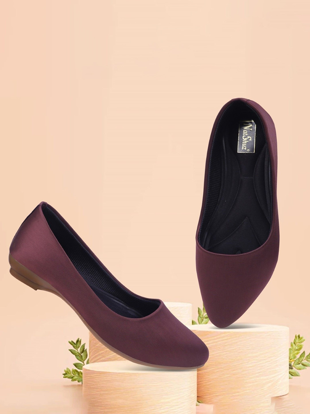 NATSHUZ Women Flatforms Casual and Formal Stylish & Comfort Brown Flat Slip-On Lycra