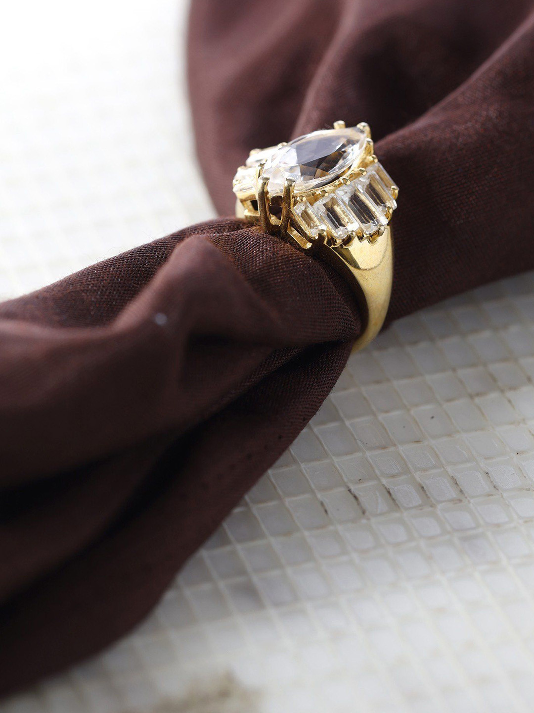 Exotic India White Topaz Stone Sterling Silver Designer Ring