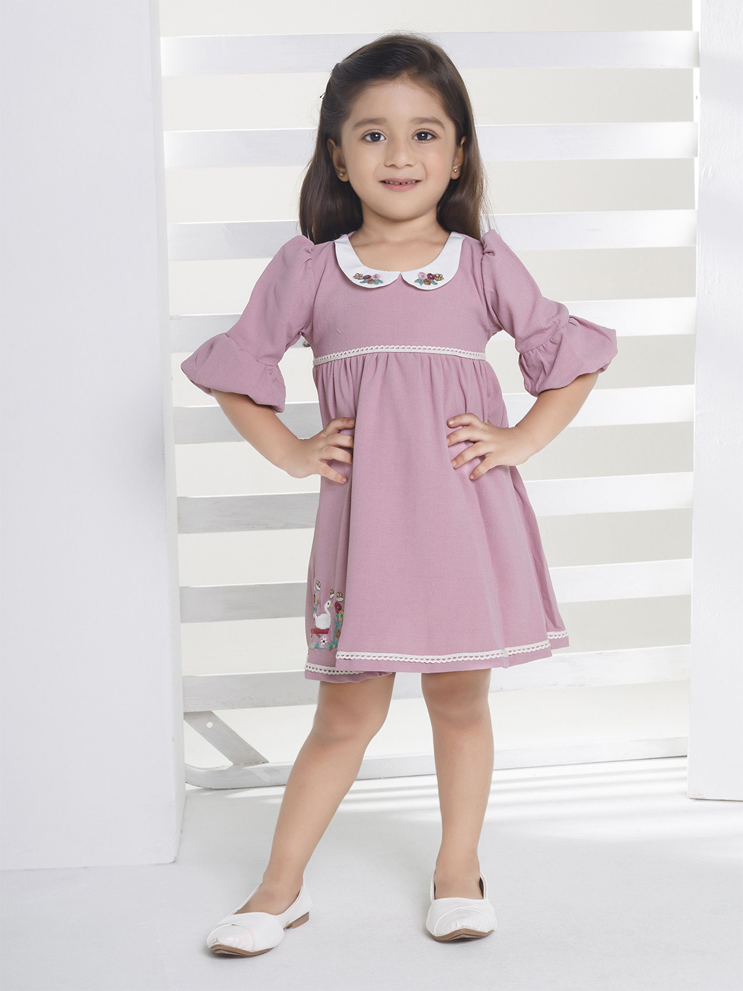 Peppermint Peter Pan Collar Bell Sleeve Fit & Flare Dress