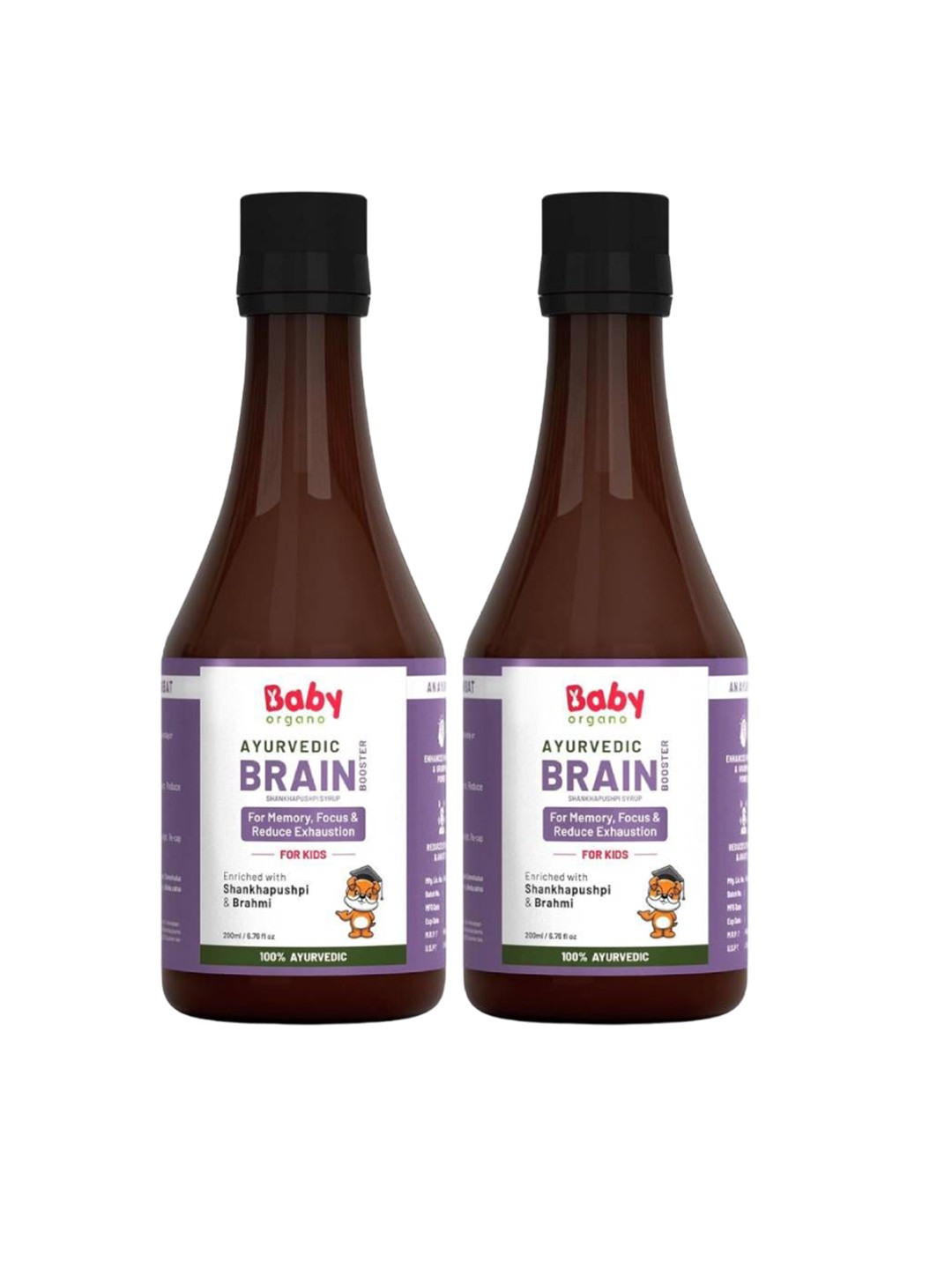 BABYORGANO Set Of 2 Ayurvedic Shankhpushpi Brahmi Brain Booster Syrup -200ml Each