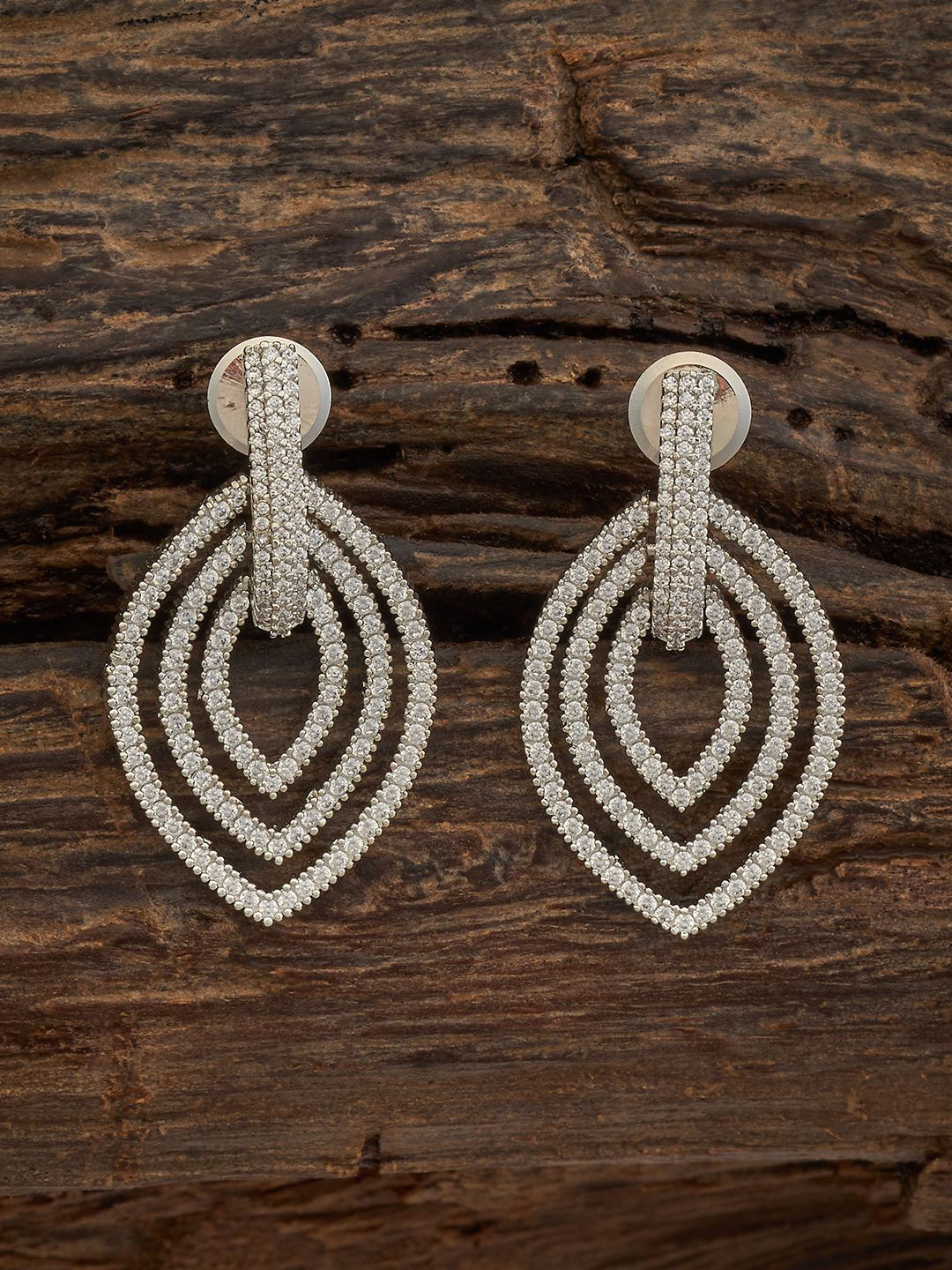 Kushal's Fashion Jewellery Victorian-Plated Classic Zircon Embellished Bridal Earrings