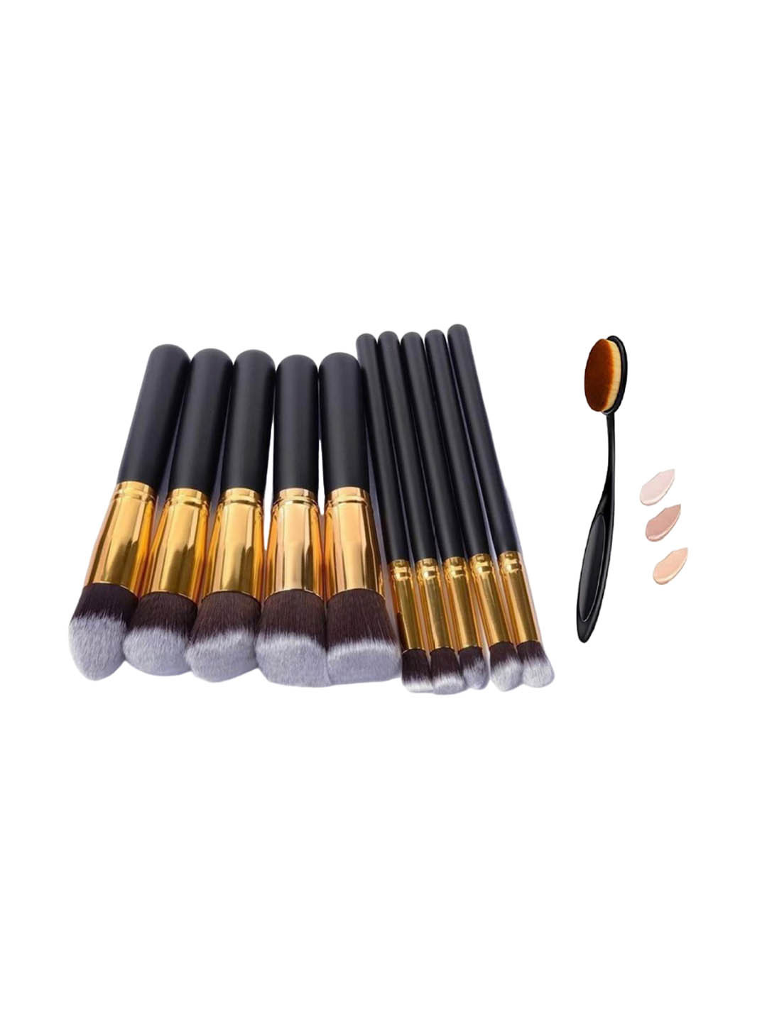 zemglam Set Of 10 Makeover Makeup Brushes With 1 Oval Brush