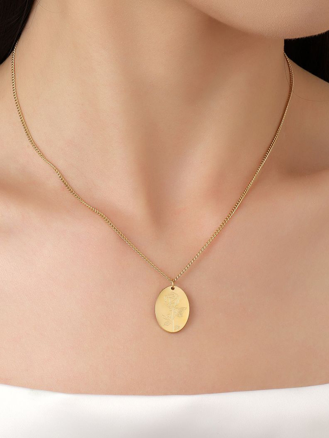 SALTY Rose Impression Charm Gold Necklace