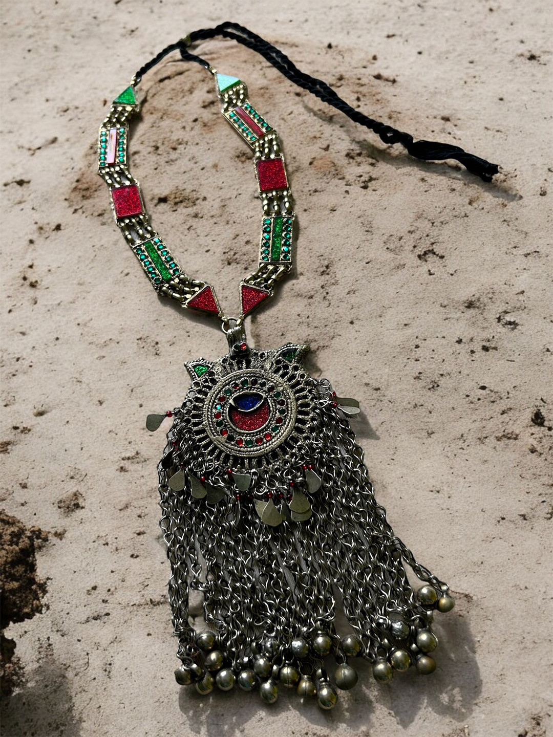 JEWELWATI Brass Stones Studded Afghan Necklace