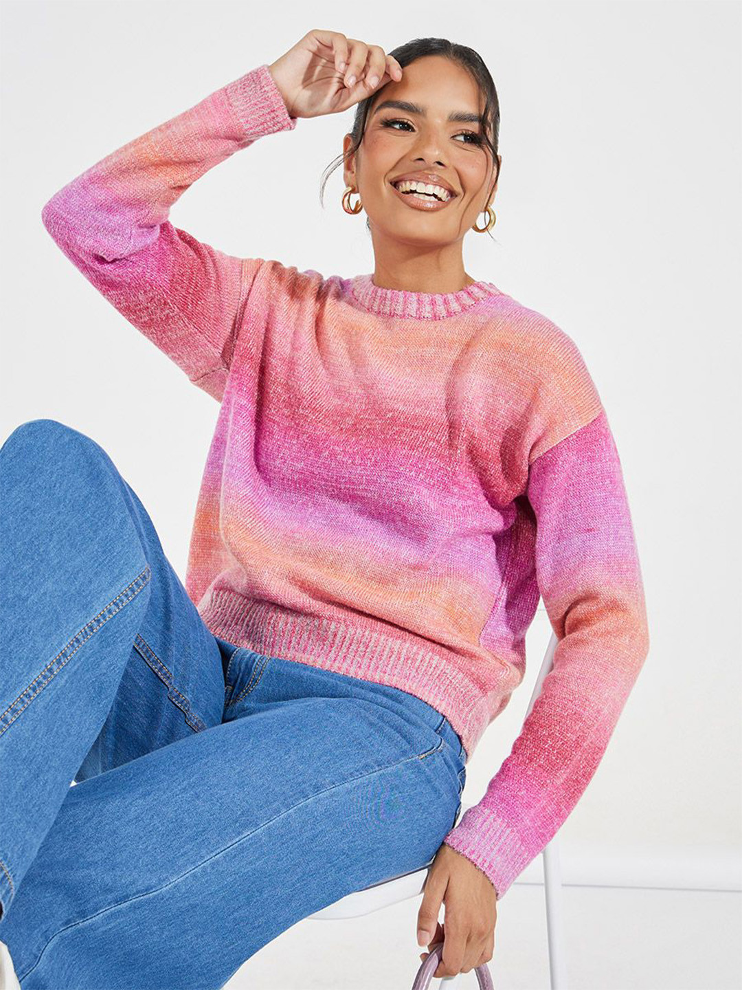 Styli Women Striped Regular Length Boxy Fit Sweater