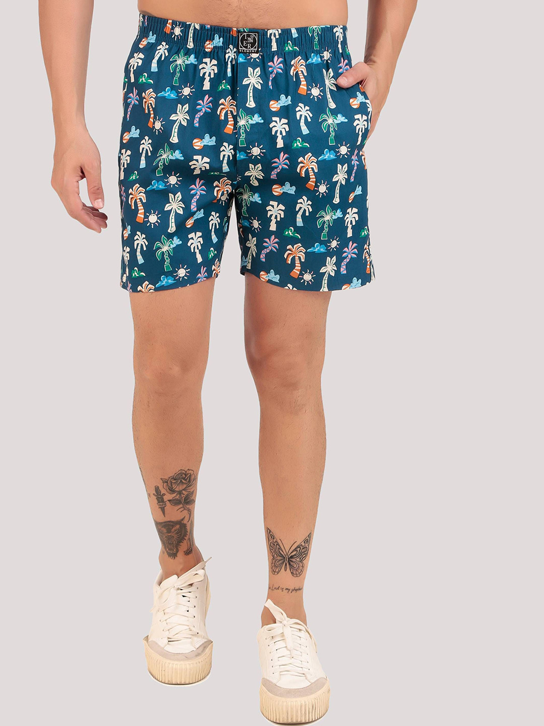 inner element Men Printed Pure Cotton Boxers Boxer_Print_Dark _Blue_tropical_Pk1_M