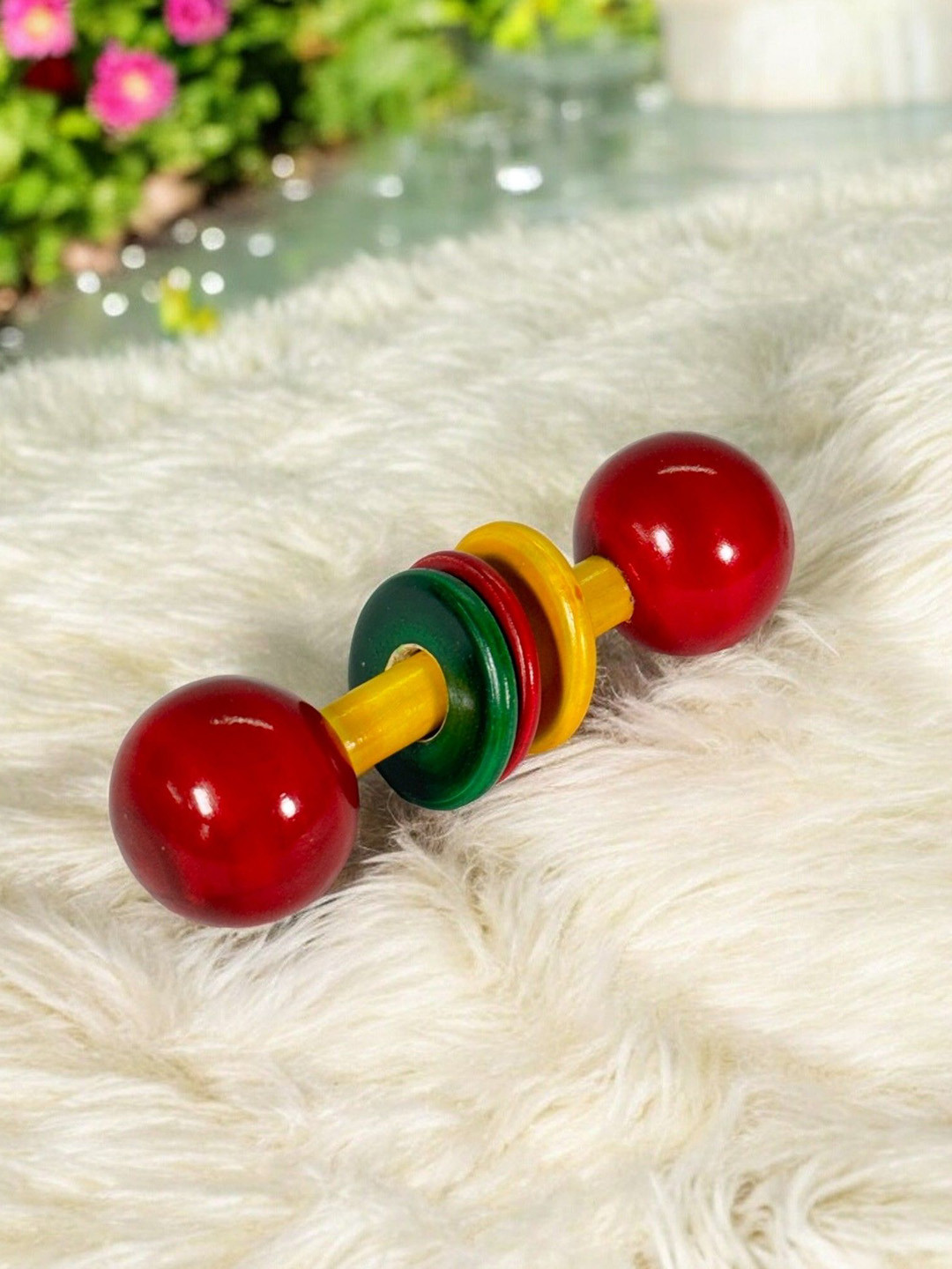 LITTLE GINNIE Kids Wooden Dumble Rattle Toy