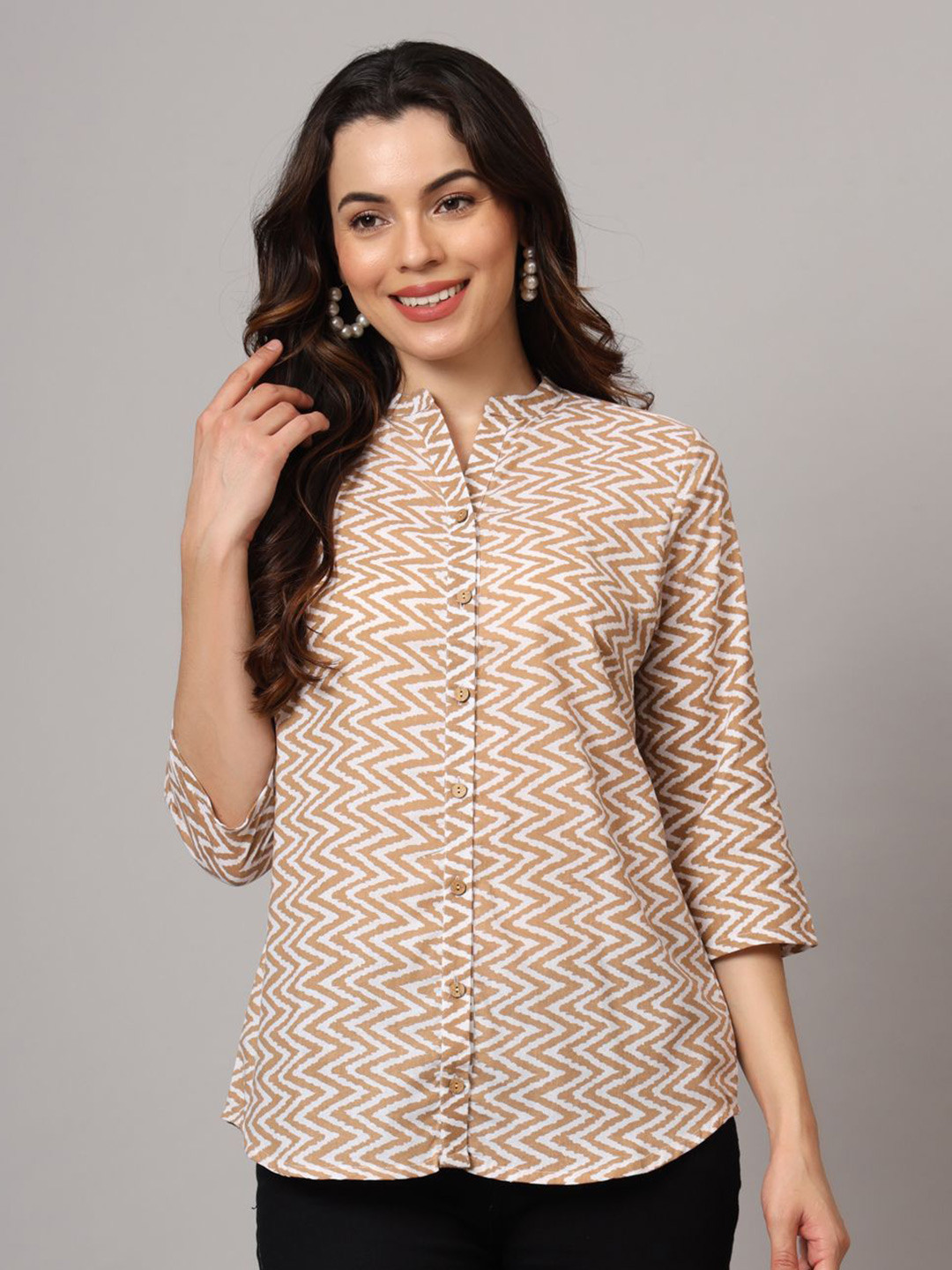 Anouk Rustic Mandarin Collar Printed Kurti