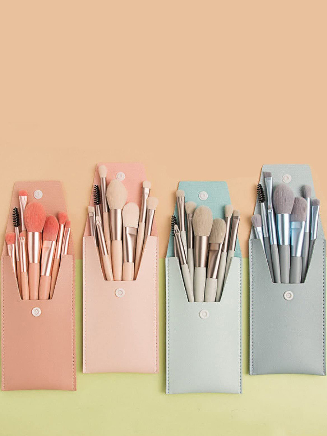 zemglam Set Of 8 Makeup Brush With 1 Nail Cleaning Brush & 1 Oval Brush