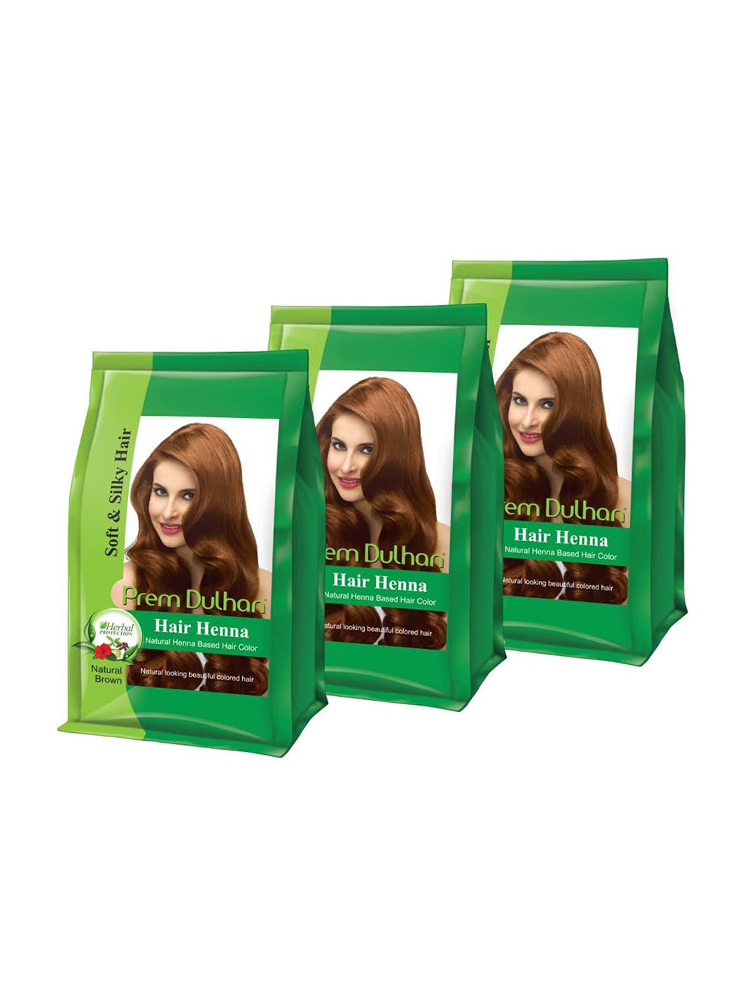 Prem Dulhan Set Of 3 Hair Henna Natural Henna Based Hair Color 125g Each - Natural Brown
