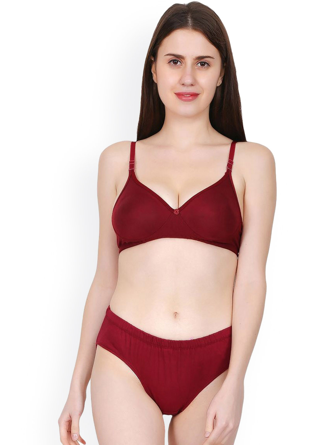 chia fashions Padded Cotton Lingerie SetCF-MAROON-NP-30