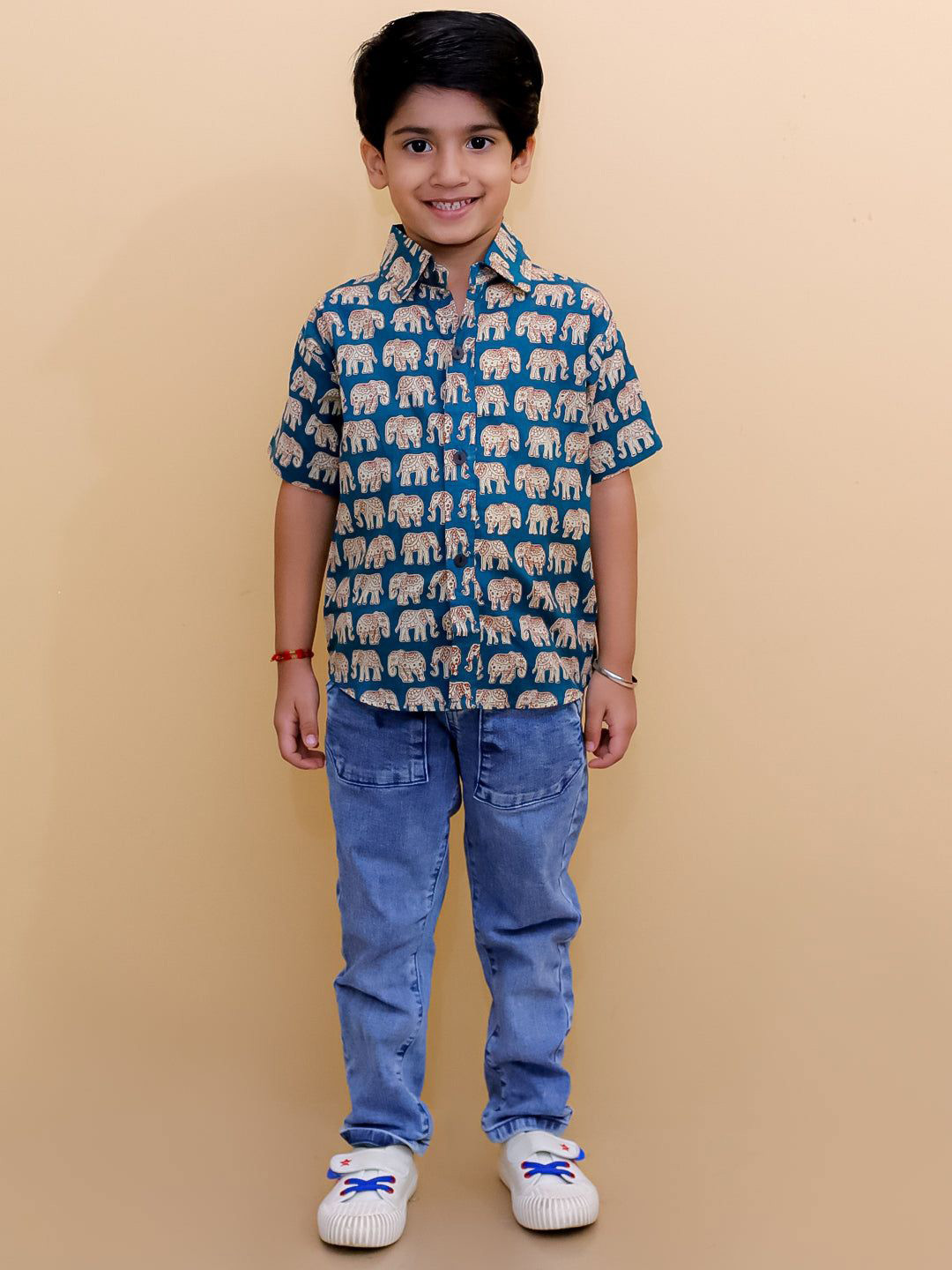 The Mom Store Boys Tartan Checks Opaque Casual Shirt