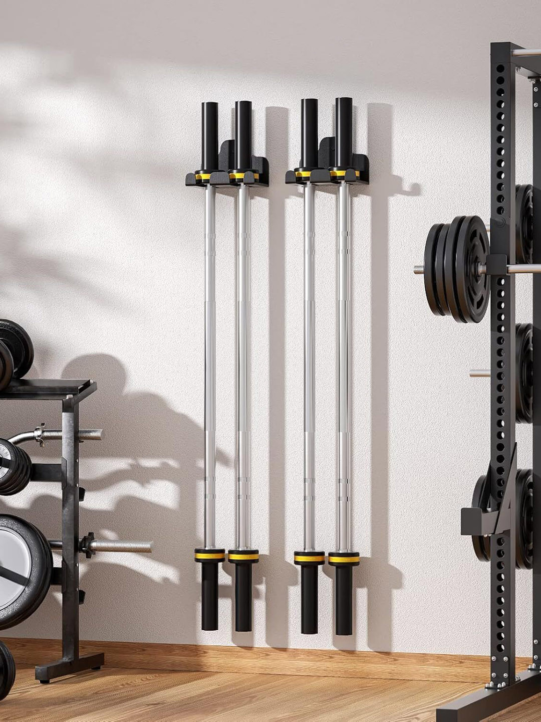 HackerX Black Heavy-Duty Gym Bar Holder