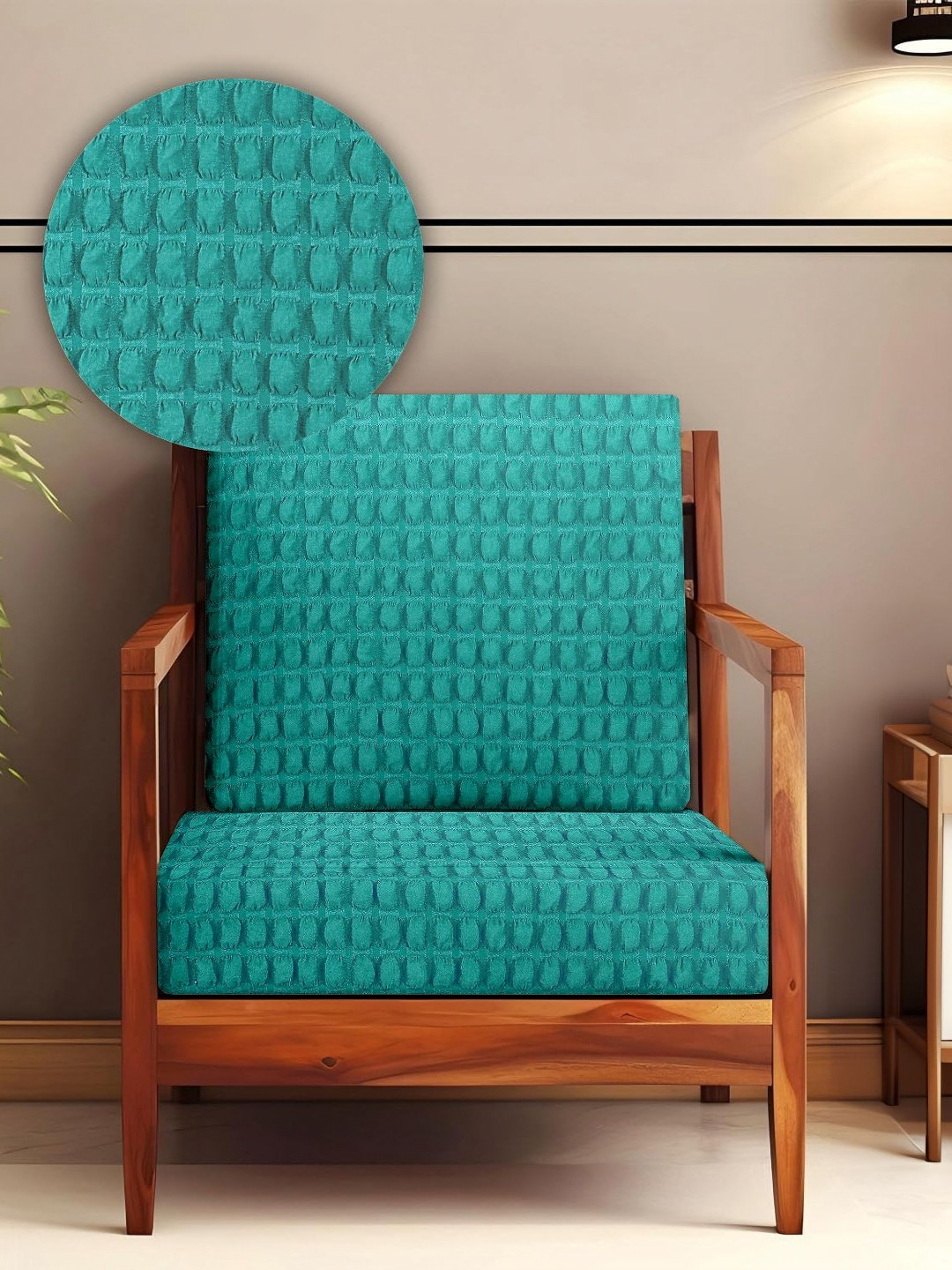 Cortina Blue 2 Pieces Self Design Textured Stretchable Sofa Pad