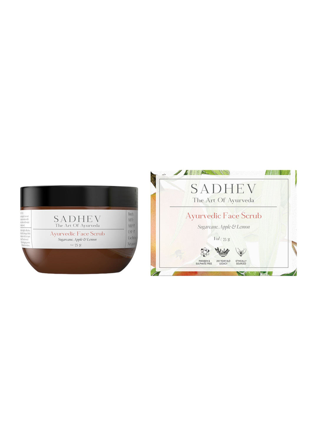 SADHEV The Art of Ayurveda Ayurvedic Face Scrub with Sugarcane, Apple & Lemon - 75g