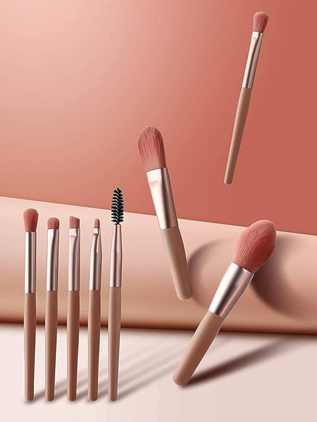 zemglam Set Of 8 Mini Makeup Brushes & 1 Foundation Blush Brush With Storage Bag