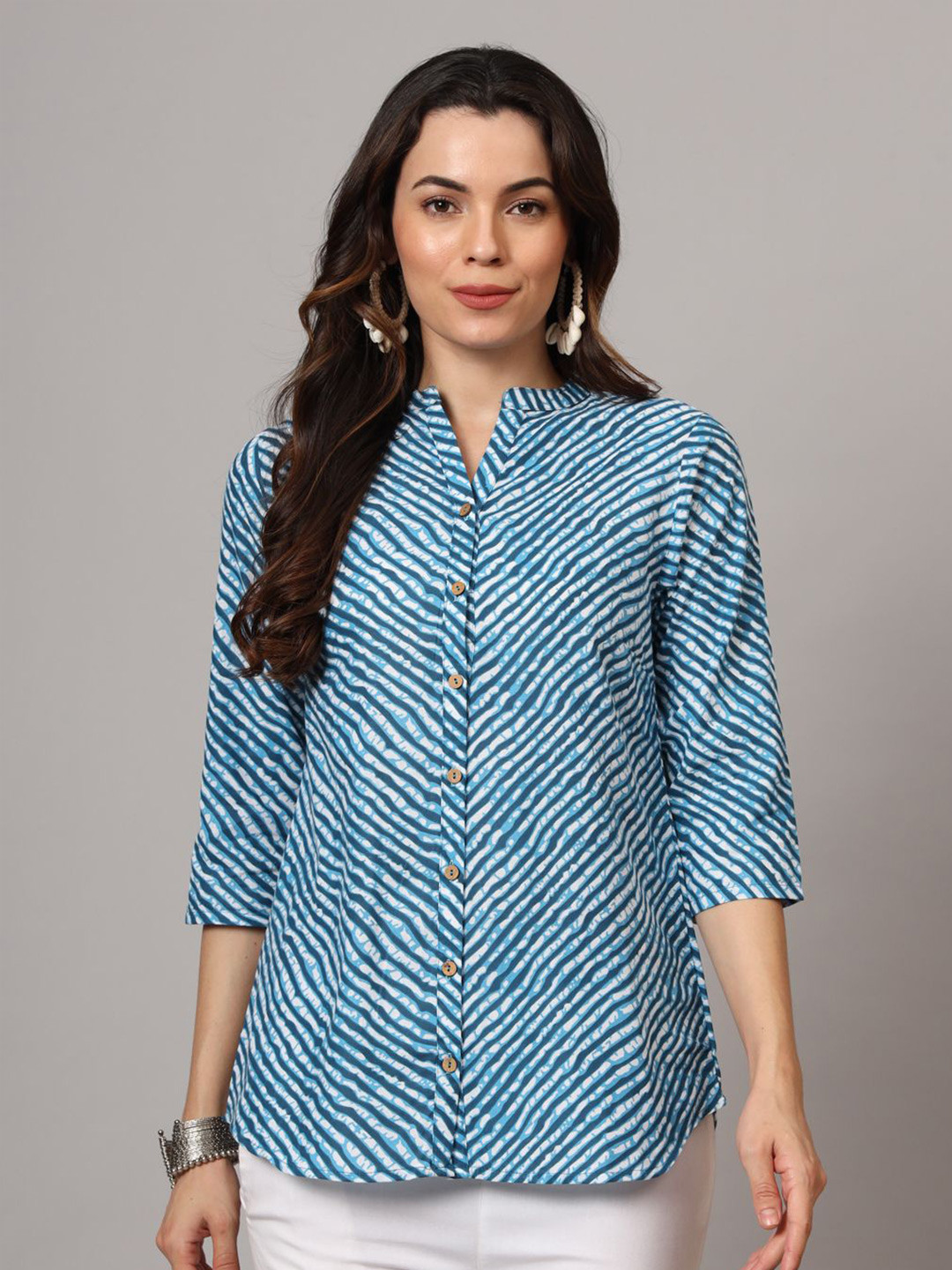 Anouk Rustic Mandarin Collar Printed Kurti