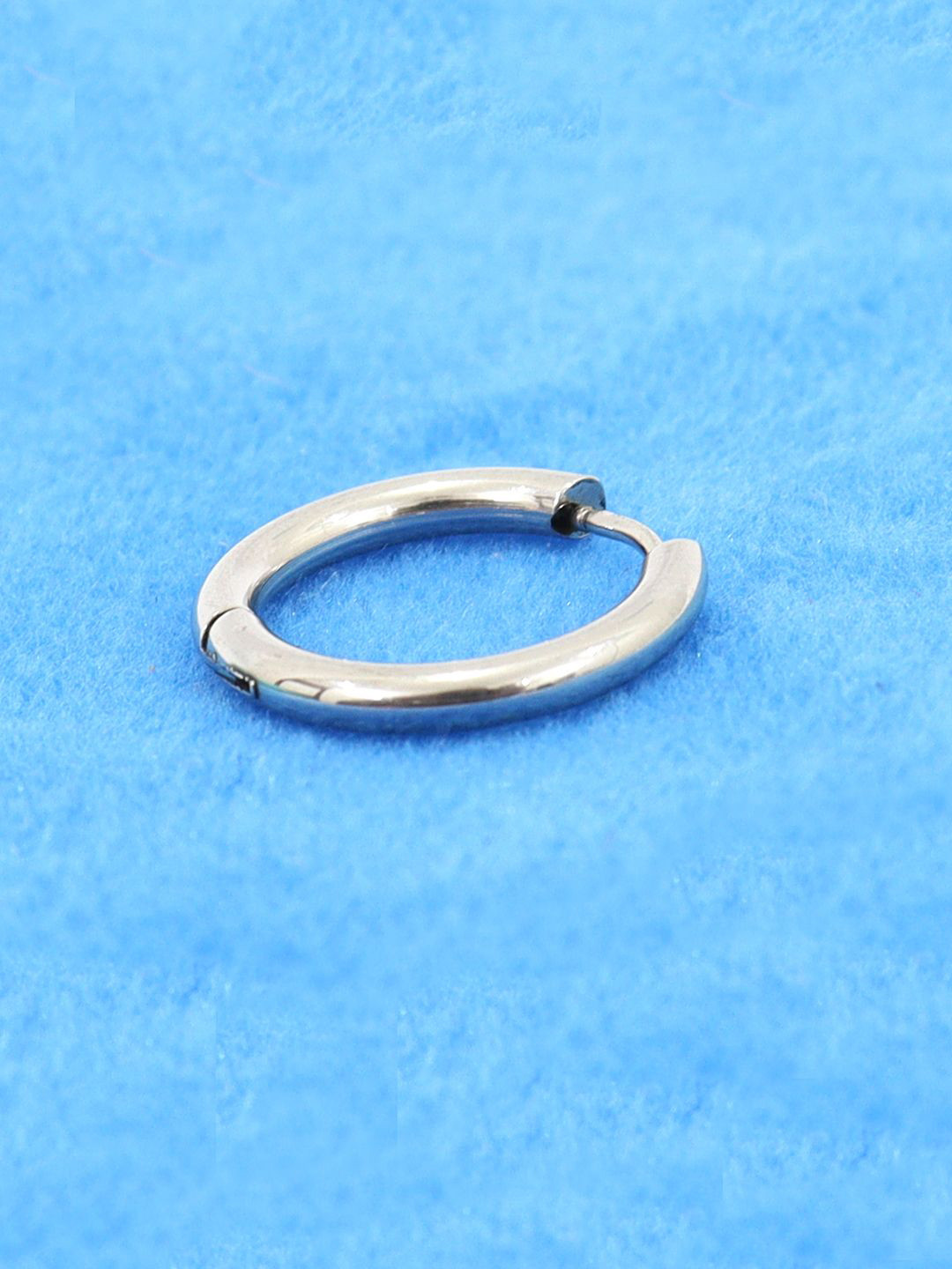 KRENOZ Men Silver-Plated Stainless Steel Circular Hoop Earring