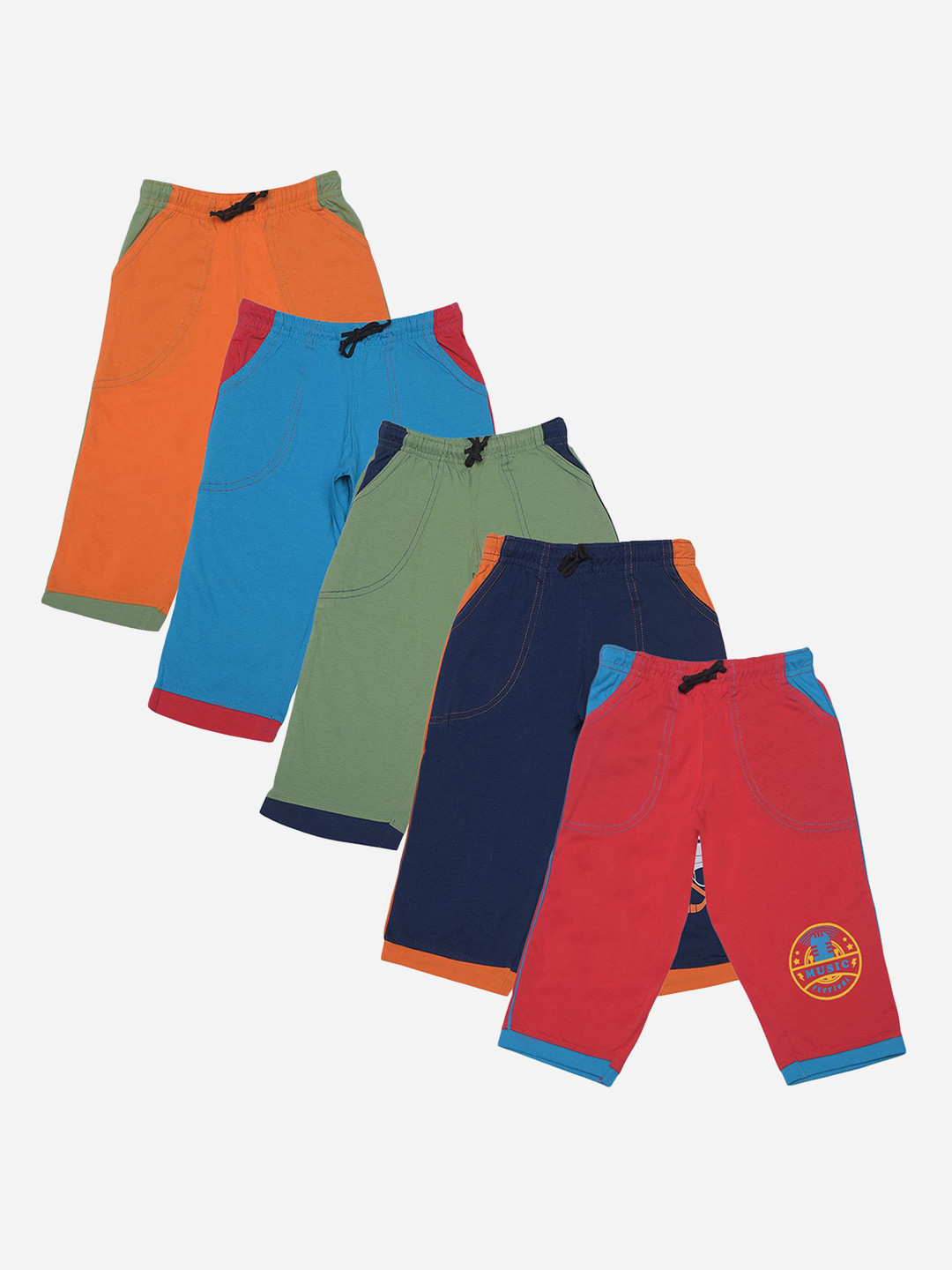 Dollar Champion Kidswear Boys Pack of 5 Printed Cotton Shorts
