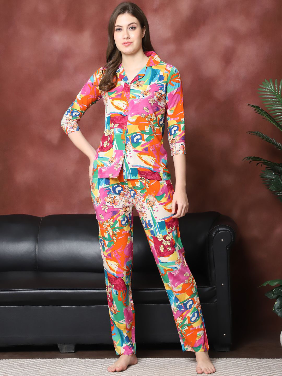 Claura Women Printed Viscose Rayon Night suit