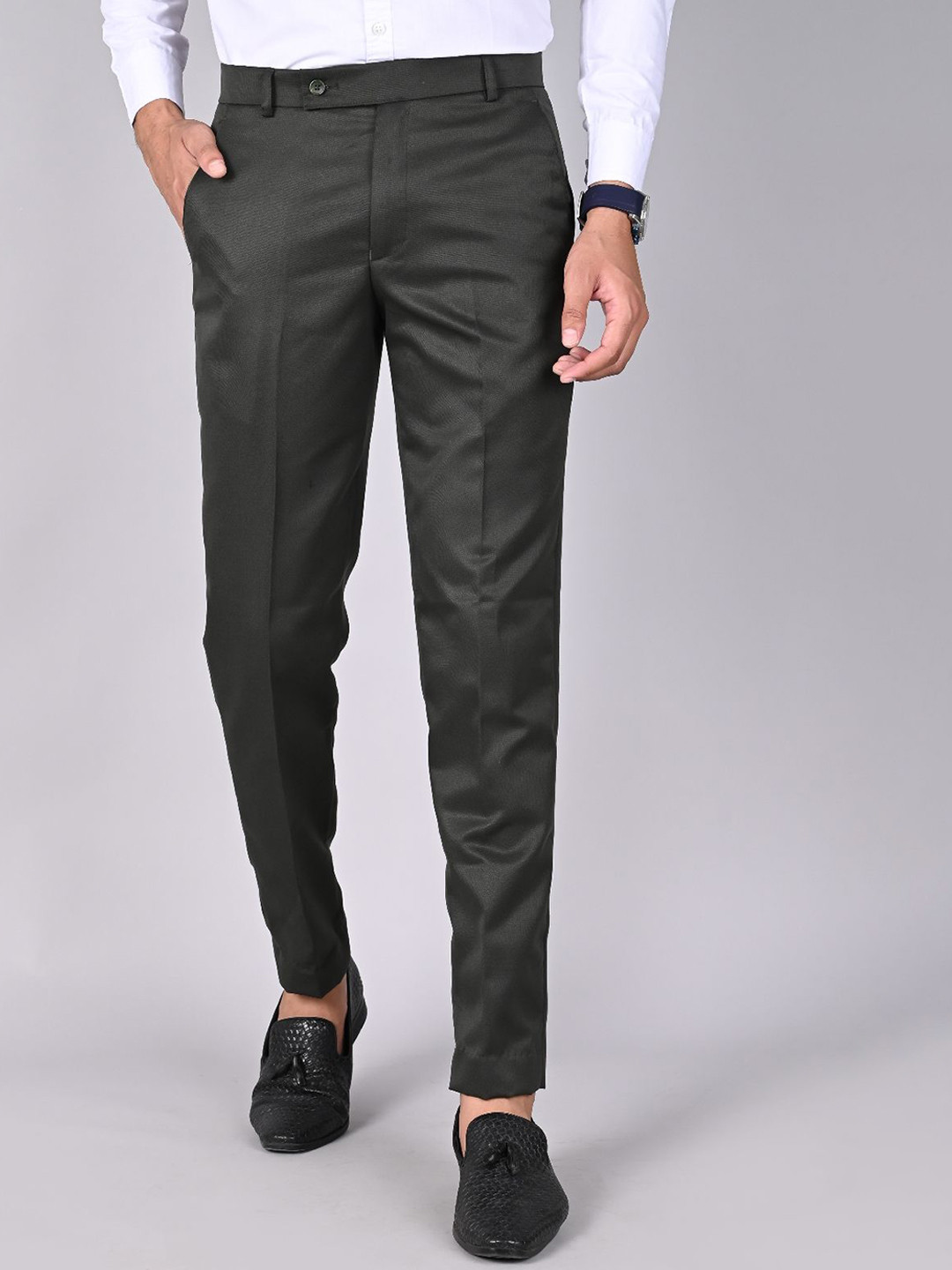 MANCREW Men Smart Mid-Rise Easy Wash Formal Trousers