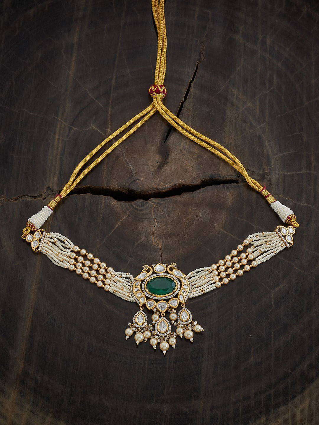 Kushal's Fashion Jewellery Embellished Bridal Kundan  & Beaded Copper Layered Necklace